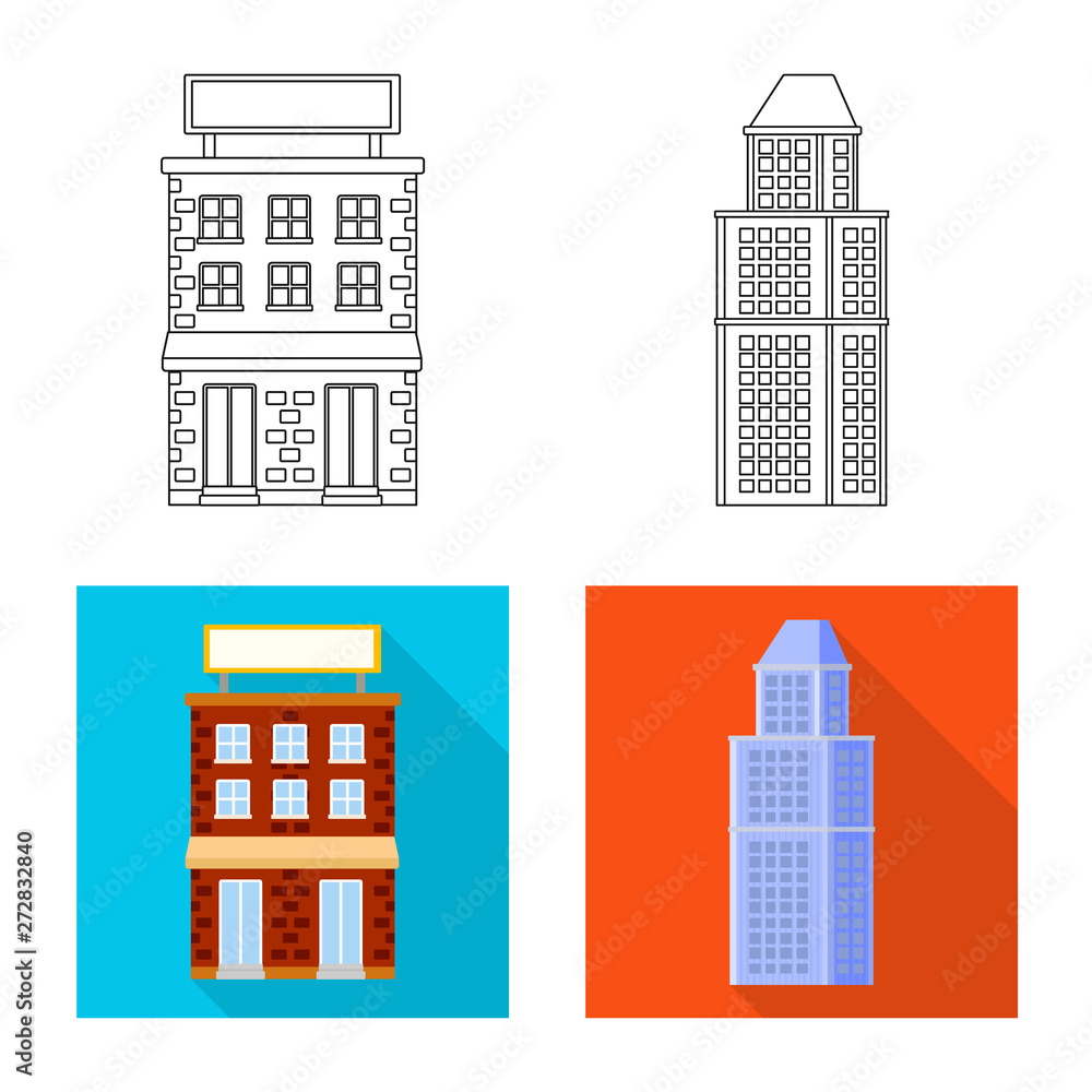 Vector illustration of municipal and center sign. Set of municipal and estate   vector icon for stock.