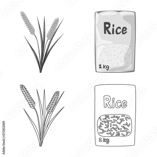 Isolated object of crop and ecological sign. Set of crop and cooking vector icon for stock.