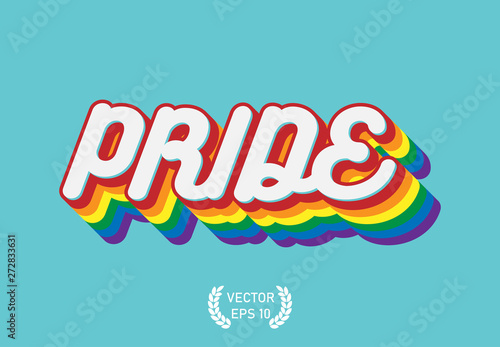 Pride Month, Pride Text whith Rainbow Long Shadow