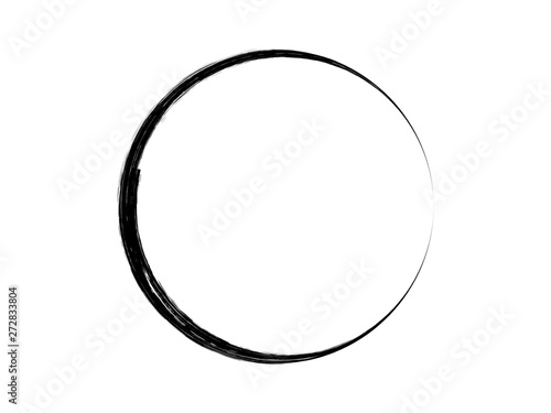 Sharp grunge circle made of black ink.Grunge oval frame.Grunge black circle made for marking.