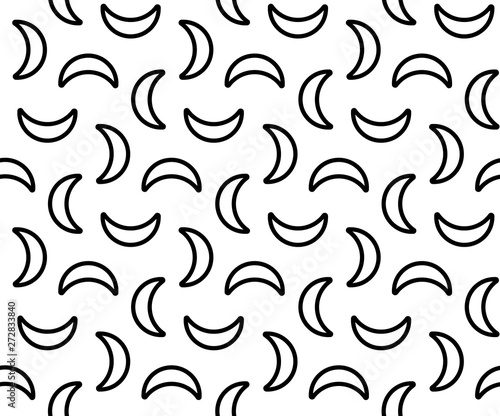 Banana seamless graphic pattern. Abstract geometric textile background. Black and white moon design. Monochrome fabric texture