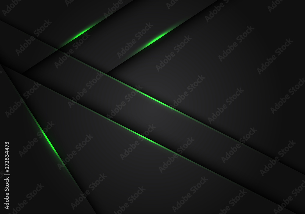 Abstract green light dark grey metallic overlap design modern futuristic technology background vector illustration.