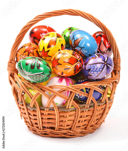 Painted Easter Eggs in Basket 