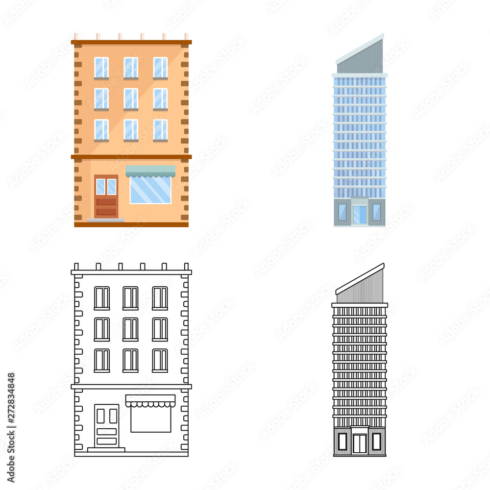Vector design of municipal and center icon. Collection of municipal and estate   stock symbol for web.