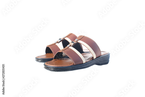 Leather sandals on isolated white