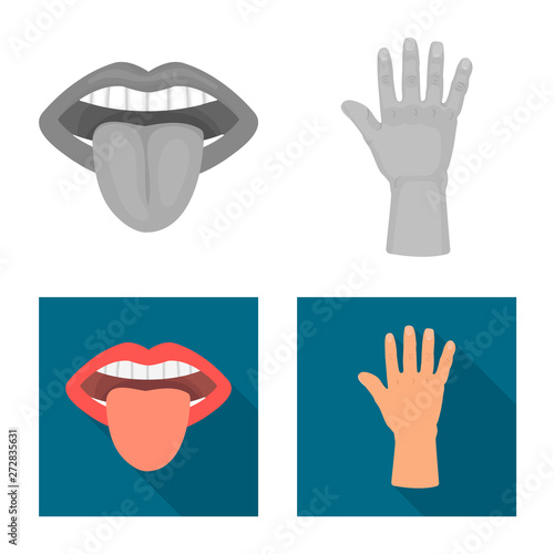 Vector illustration of body and part sign. Collection of body and anatomy vector icon for stock.
