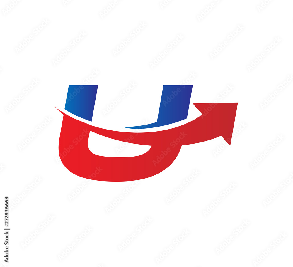 initial logo with arrow graphic vector U initial logo with arrow graphic vector U