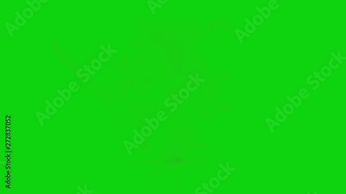 Large and Powerful Bubbly Red Explosion on a Pure Green Background
