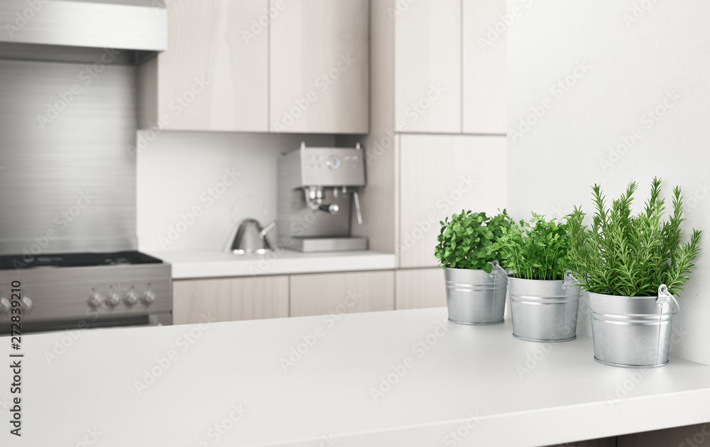 Interior of modern kitchen Stock Illustration | Adobe Stock