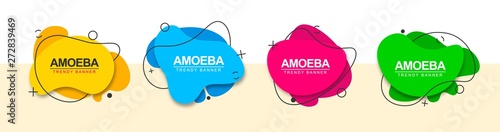 Trendy banner templates in memphis style design. Vector bright banners isolated on light background.