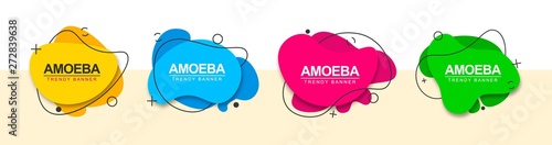 Set of abstract banners for the design of ad, web and print. Vector flat banners liquid shape. Vector template.