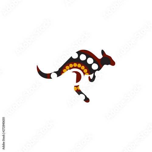 Kangaroo icon design with aboriginal art dots painting