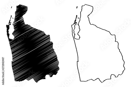 North Western Province, Sri Lanka (Administrative divisions, Democratic Socialist Republic of Sri Lanka, Ceylon) map vector illustration, scribble sketch North Western map.... photo