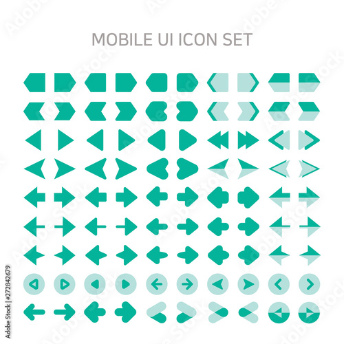 Vector illustration of mobile-ui icons for mobile, interface, mobile site, mobile icon, flat icon, previous, arrow, play, first, last.