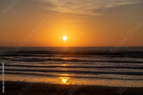 Sunset twilight over the Atlantic Ocean from Agadir Beach, Morocco