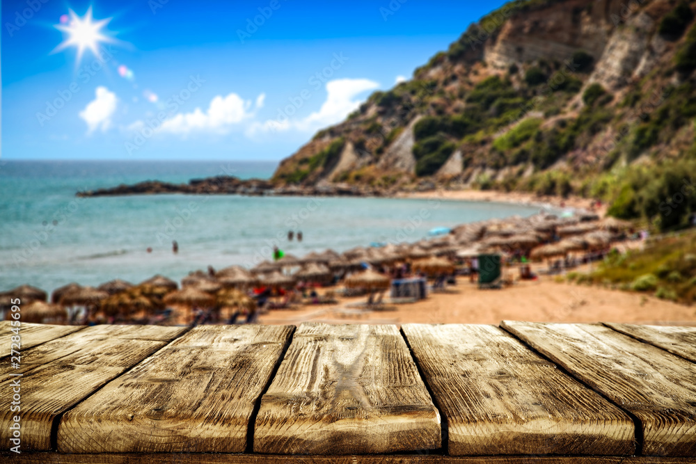 Fototapeta premium Summer background of free space and beach landscape 