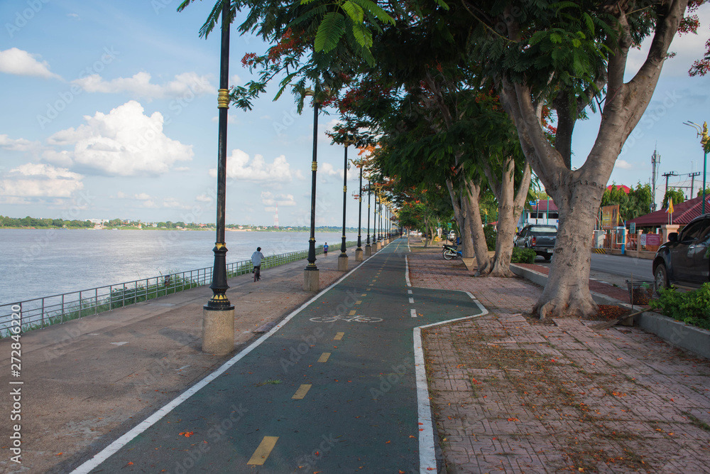 Bicycle Road, along the Mekong River, Nakhon Phanom Province, Thailand