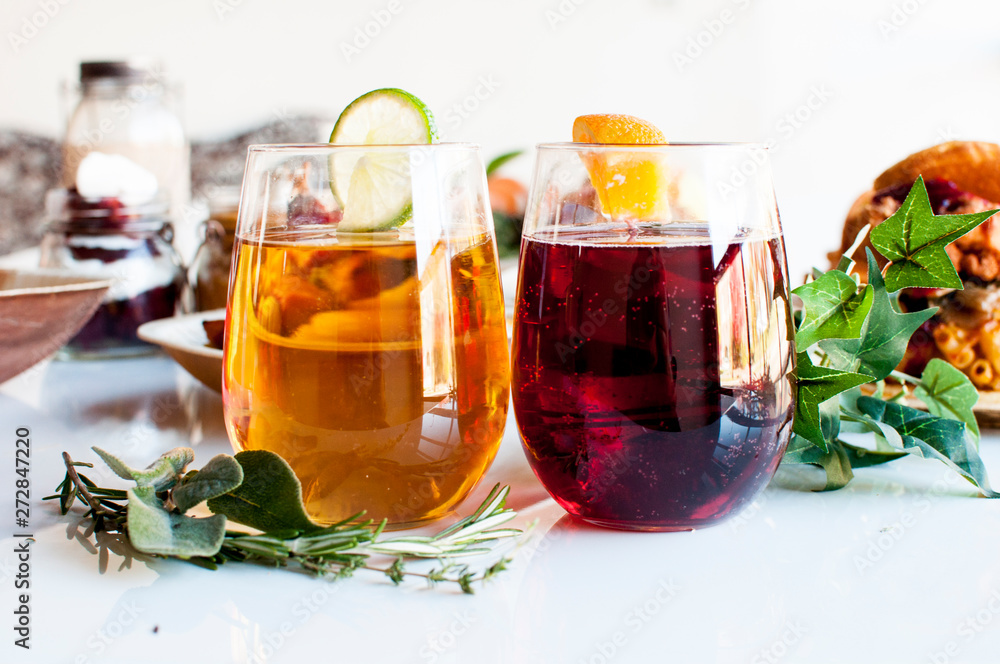 Holiday Apple and Wine Cocktails with Thanksgiving Holiday Decorations Holiday Apple and Wine Cocktails with Thanksgiving Holiday Decorations