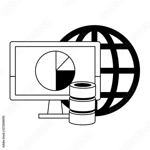 Office and business technology symbols in black and white