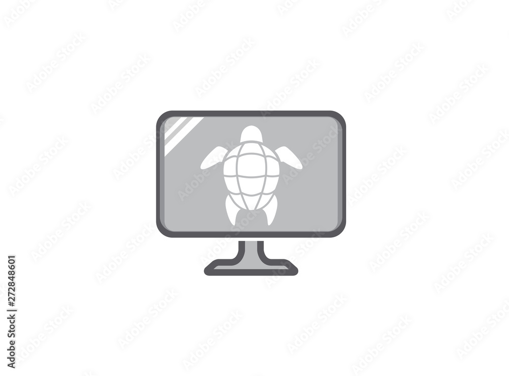 Turtle with green shell swimming for logo design illustration in a screen shape icon Turtle with green shell swimming for logo design illustration in a screen shape icon