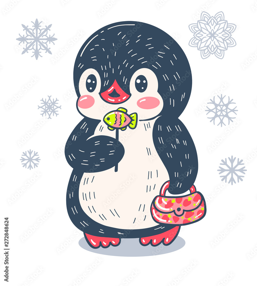 Funny cartoon penguin