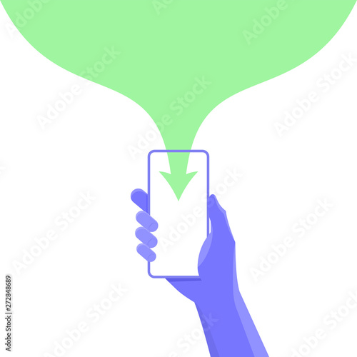 Hand hold smartphone. data ...