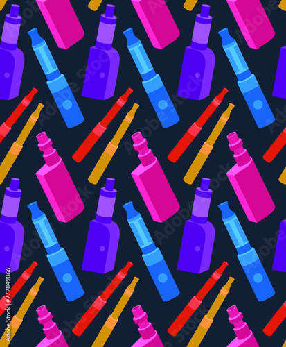 Seamless vector background vaping atomizer electronic cigarette.Endless Pattern for vape shop. - Vector
