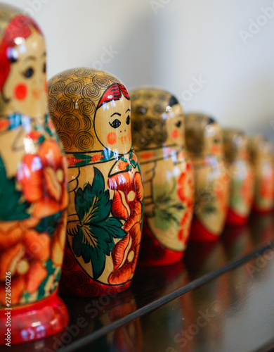 Matrioska traditional russian wooden dolls photo