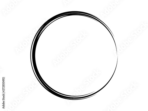 Grunge circle made of black ink.Oval frame made with art r