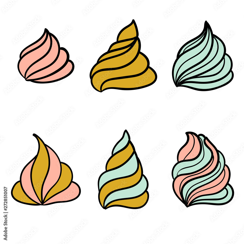 Cream for cakes. Doodle ice cream. Vector illustration. 
