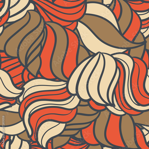 Cute linear wavy doodle seamless pattern. Hand drawn stripped background. Infinity geometric wrapping paper, fabric, textile. Vector illustration.  