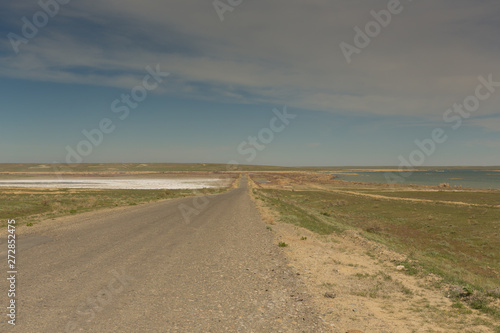 The road through the steppes to the Aral sea.Kazakhstan 2019