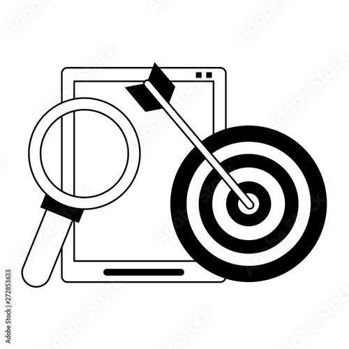 Office and business technology symbols in black and white