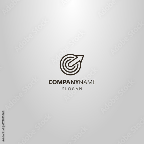 black and white simple vector line art logo of an arrow growing from the center of a circular target