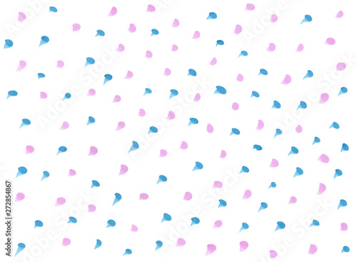 Multicolored drops spots or dots on white sketch