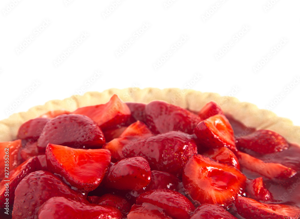 A Fresh Strawberry Pie Isolated on a White Background A Fresh Strawberry Pie Isolated on a White Background