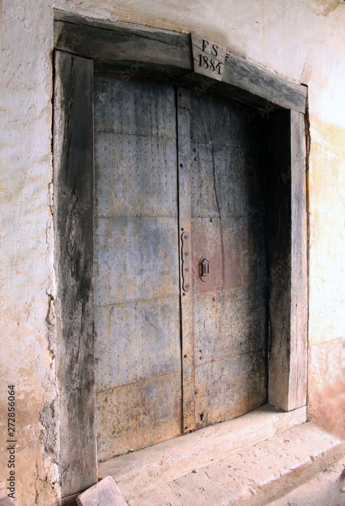 Old wooden door sideview