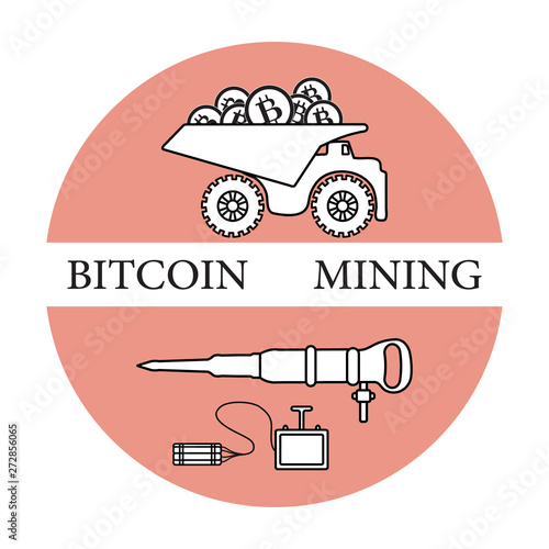 Dumper with bitcoins, dynamite and jackhammer.