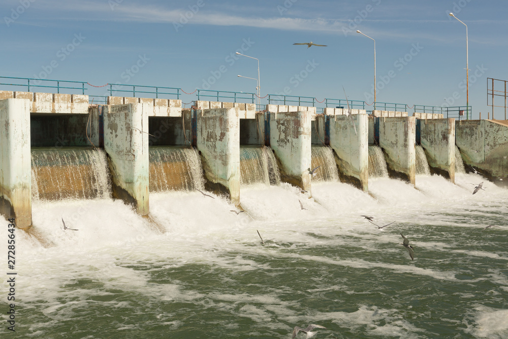 Kokaral dam on the small Aral sea .Kazakhstan. Environmental disaster