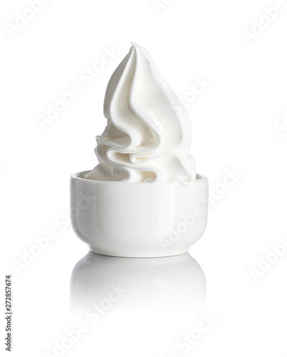 white yogurt in a ceramic cup