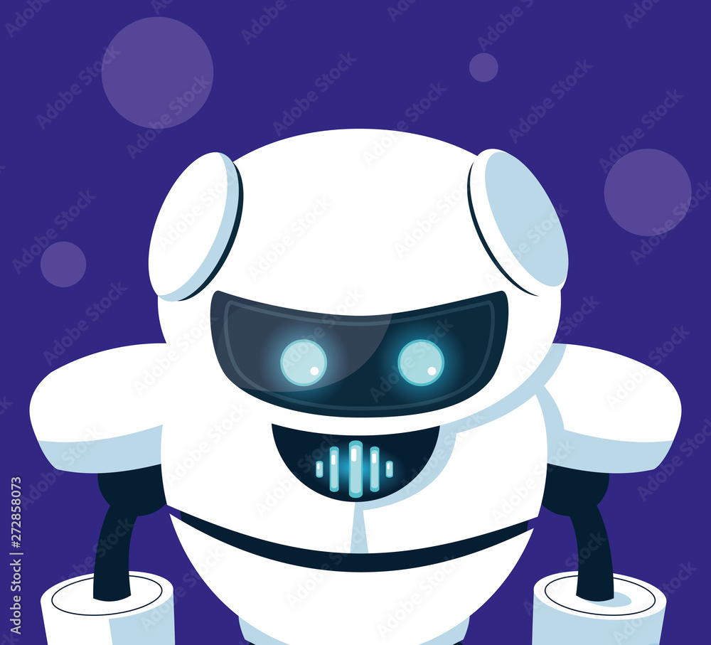 Technology robot cartoon over blue background Technology robot cartoon over blue background