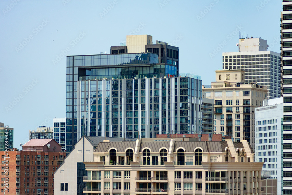 A Rooftop View of Skyscrapers and Buildings in River North Chicago