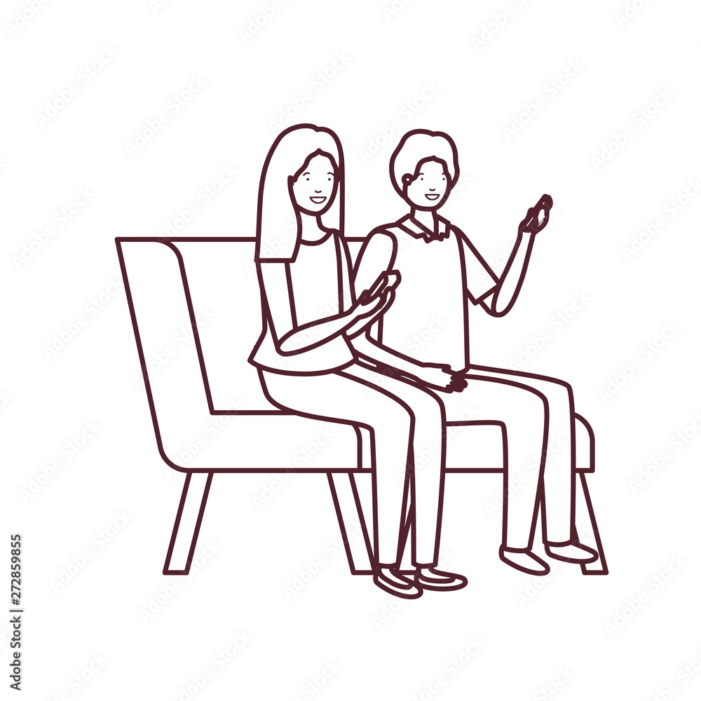 silhouette of couple with sitting in chair on white background silhouette of couple with sitting in chair on white background