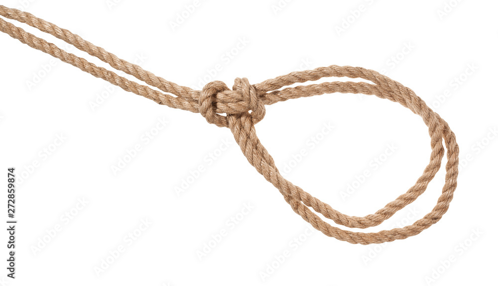 another side of double running knot on jute rope