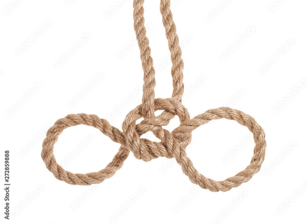 another side of Handcuff knot tied on jute rope