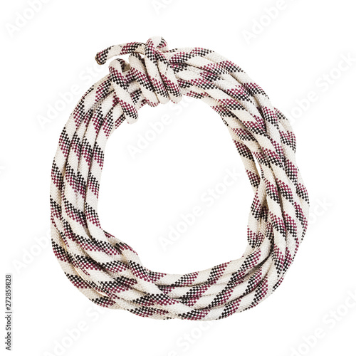 round bight of striped synthetic rope isolated