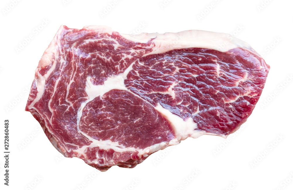 raw marble beef steak isolated on white raw marble beef steak isolated on white