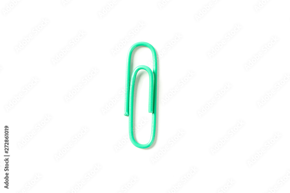 Color paper clip isolated on white background, closeup Color paper clip isolated on white background, closeup