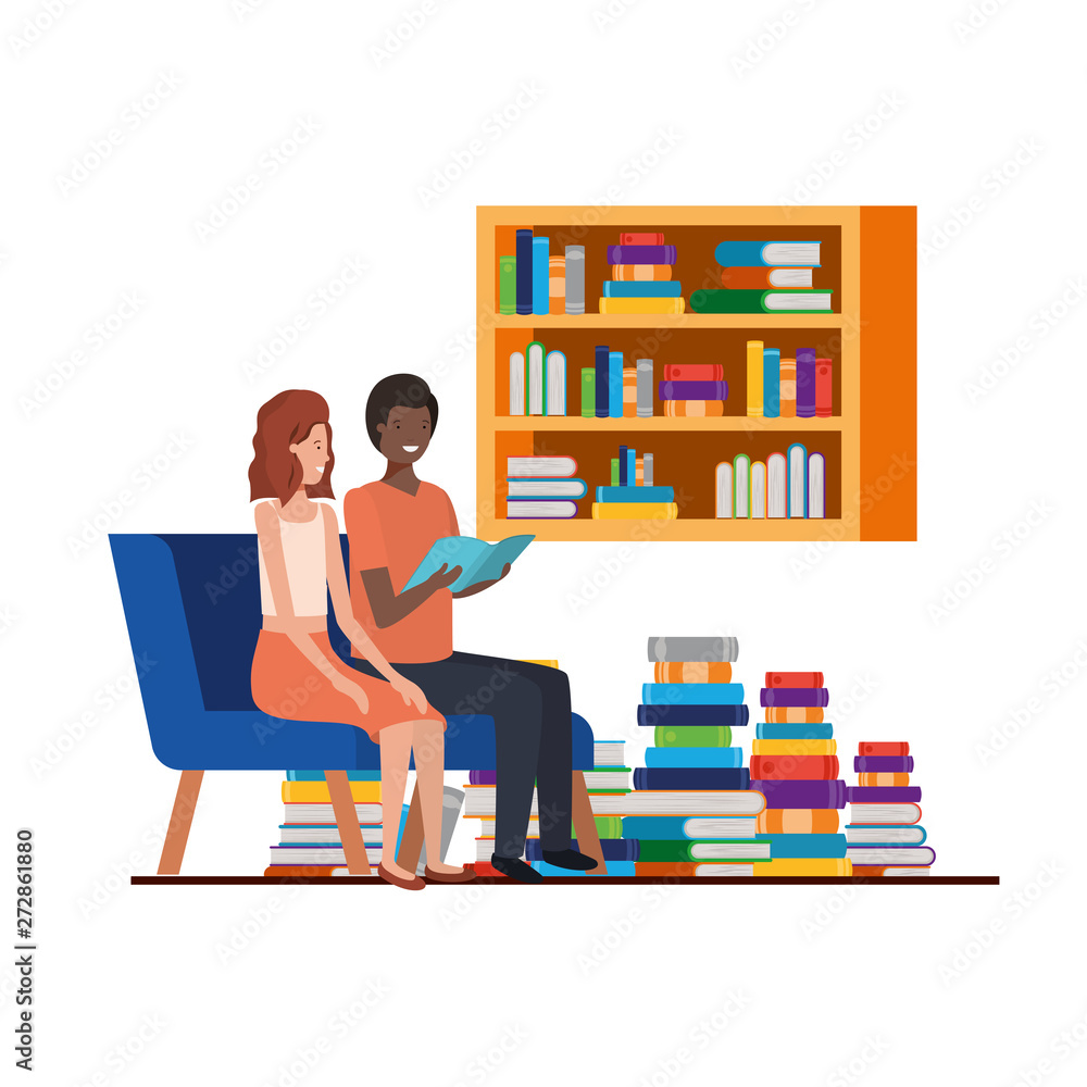 couple sitting in the work office avatar character