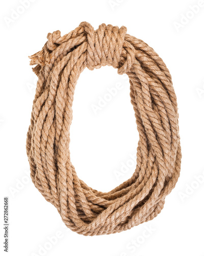 bight of thick natural jute rope isolated